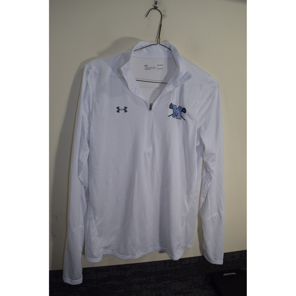 MARSHALL HS VA LACROSSE 1/4 Zip UA Heatgear Loose Fit Long Sleeve WOMENS L White